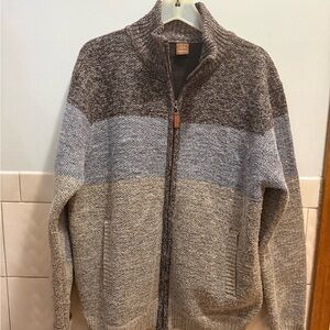 Izod Men's Brown and Gray Zip-Up Sweater